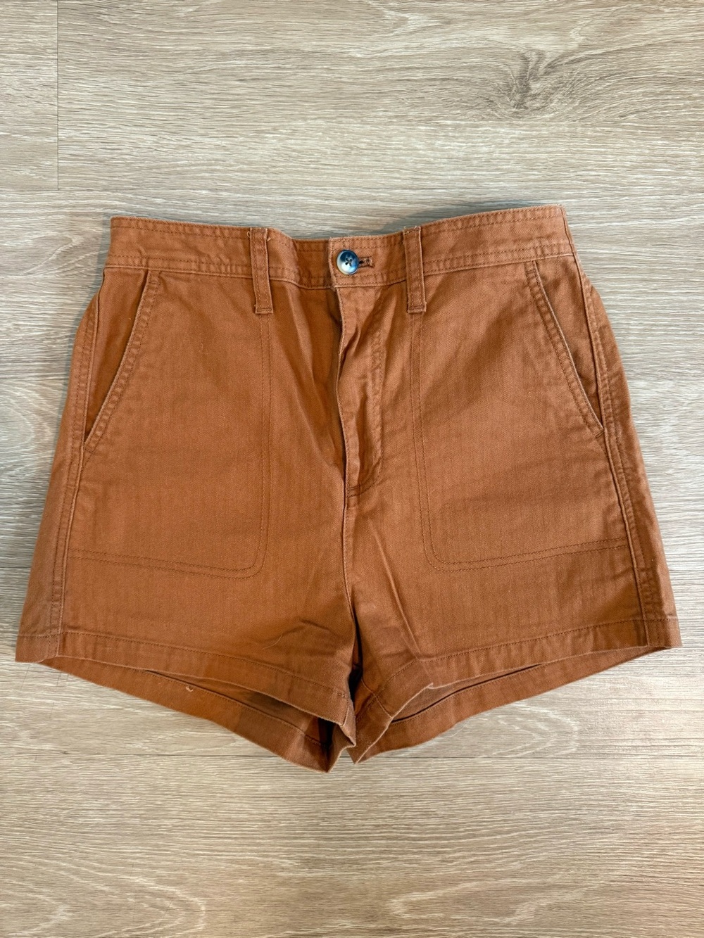 Madewell High-Rise Rust Brown Utility Shorts
